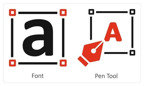 Font and Pen Tool Stock Illustration