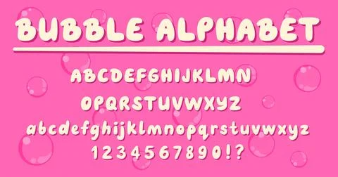 Font bubble. Y2K alphabet. 3D balloon uppercase letter. Cloud typography wi.. Illustrazione stock