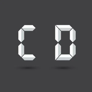 Font C ,D vector Digital Paper style on Dark background for you design,Futuri Stock Illustration