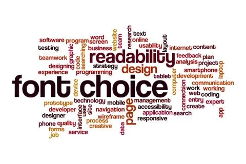 Font choice word cloud concept Illustrazione stock