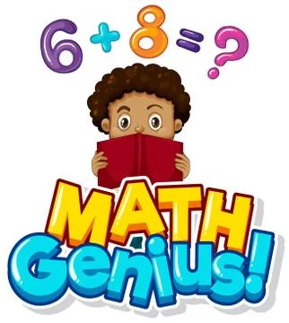 Font design for math genius with boy doing homework Stock Illustration
