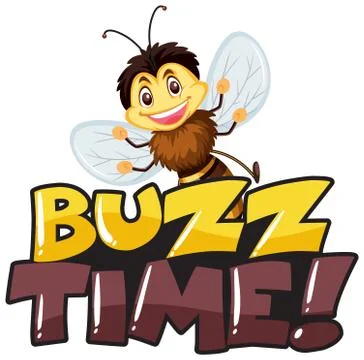 Font design for word buzz time with happy bee smiling Stock Illustration