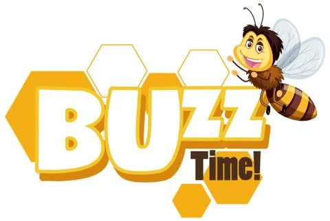 Font design for word buzz time with happy bee Stock Illustration