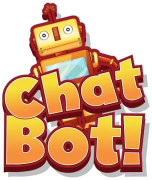 Font design for word chat bot with cute robot toy Stock Illustration