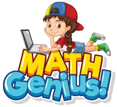 Font design for word math genius girl working on computer Stock-Illustration