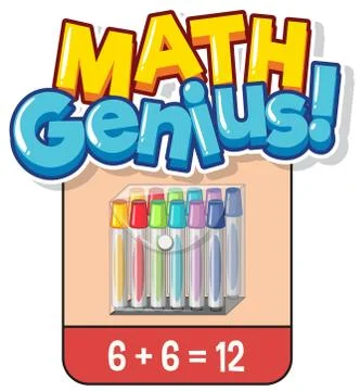 Font design for word math genius with adding color markers Stock Illustration