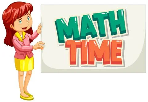 Font design for word math time with teacher holding the sign イラスト素材