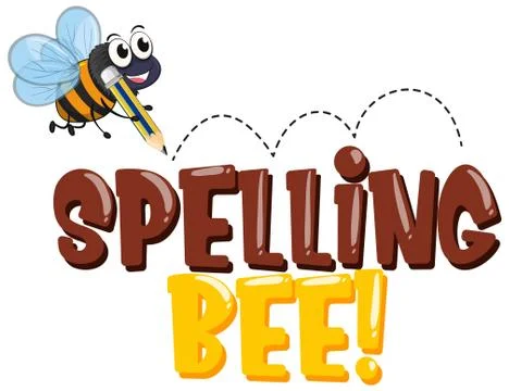 Font design for word spelling bee with bee writing Ilustração Stock