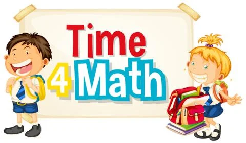 Font design for word time 4 math with two happy students イラスト素材