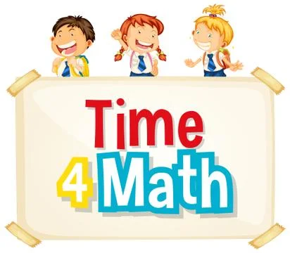 Font design for word time for math with happy children in background イラスト素材