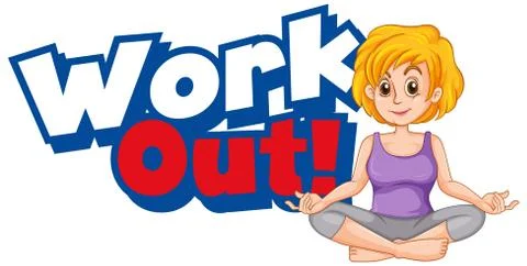 Font design for word work out with kid doing exercise Stockillustratie