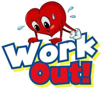 Font design for word work out with heart working out Stock Illustration