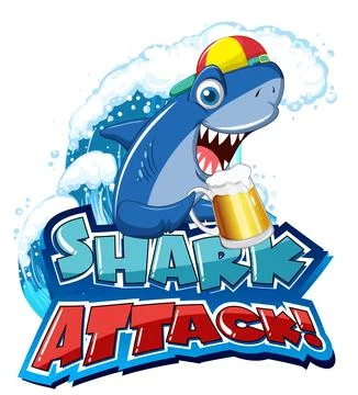 Font design for words shark attack Stock Illustration