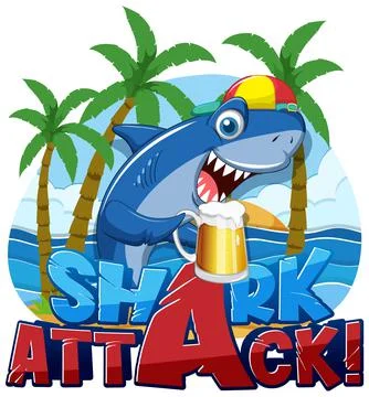 Font design for words shark attack Stock Illustration
