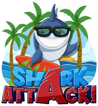 Font design for words shark attack Stock Illustration