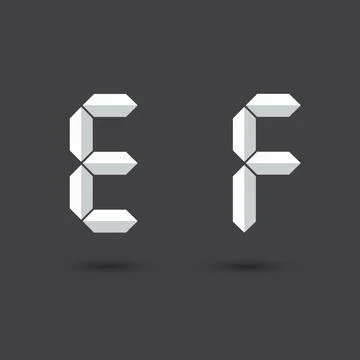 Font E ,F vector Digital Paper style on Dark background for you design,Futuri Stock Illustration