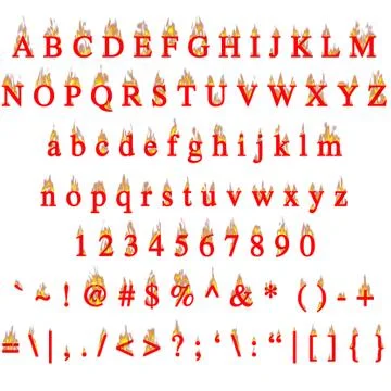Font on Fire Stock Illustration