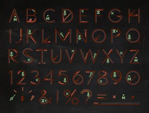 Font Flat chalk red 스톡 일러스트