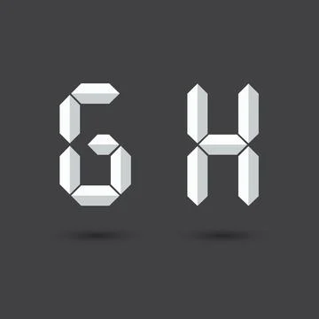 Font G ,H vector Digital Paper style on Dark background for you design,Futuri Stock Illustration