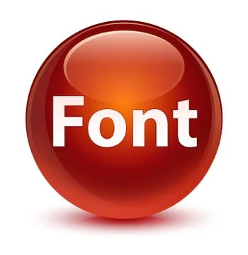 Font glassy brown round button Stock Illustration