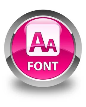 Font glossy pink round button Stock Illustration