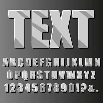 Font, gray font on a black background, letters of the English alphabet. Stock Illustration