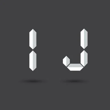 Font I ,J vector Digital Paper style on Dark background for you design,Futuri Stock Illustration