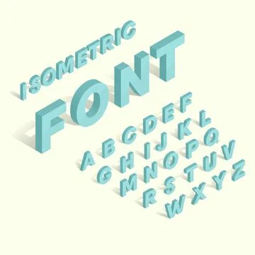 Font icons set isometric vector. Alphabet letter Illustrazione stock