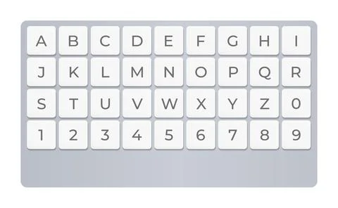 Font keyboard for digital world, virtual reality, HUD interface. ABC symbols in Stockillustratie