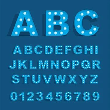 Font with lamps Stock Illustration