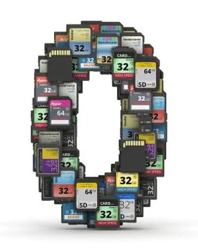 Font from memory cards, number 0 Stock Photos