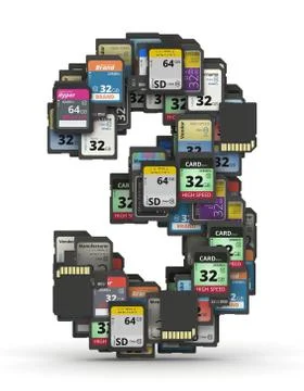 Font from memory cards, number 3 Stock Photos