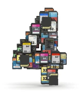 Font from memory cards, number 4 Stock Photos