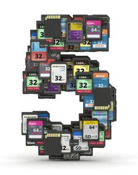 Font from memory cards, number 5 Stock Photos