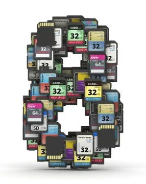 Font from memory cards, number 8 Stock Photos