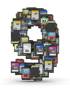 Font from memory cards, number 9 Stock Photos