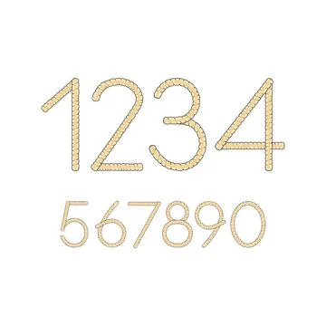 Font, numbers from blond dreadlocks Stock Illustration