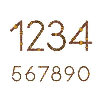 Font, numbers from dreadlocks Stock Illustration