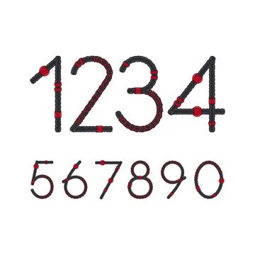 Font, numbers from dreadlocks Stock Illustration
