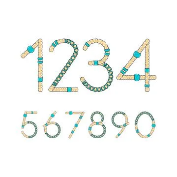 Font, numbers from dreadlocks Stock-Illustration