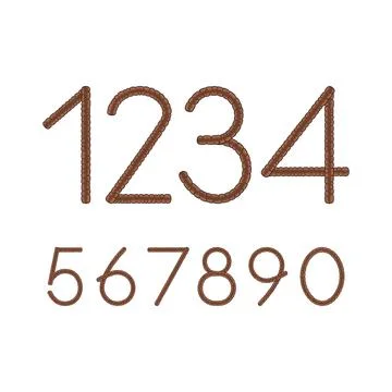 Font, numbers from dreadlocks. Isolated vector objects. Stock Illustration