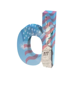 Font NYC lowercase d render Stock Illustration