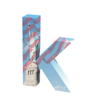 Font NYC lowercase k render Stock Illustration
