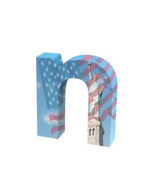 Font NYC lowercase n render Stock Illustration