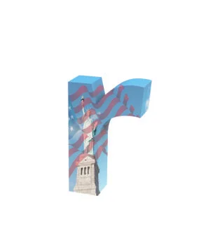 Font NYC lowercase r render Stock Illustration