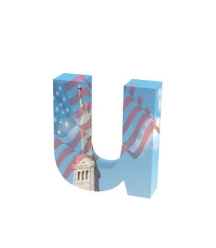 Font NYC lowercase u render Stock Illustration