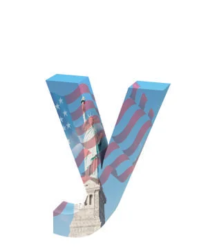 Font NYC lowercase y render Stock Illustration