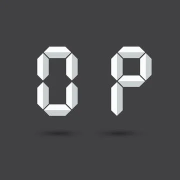 Font O ,P vector Digital Paper style on Dark background for you design,Futuri Stock-Illustration