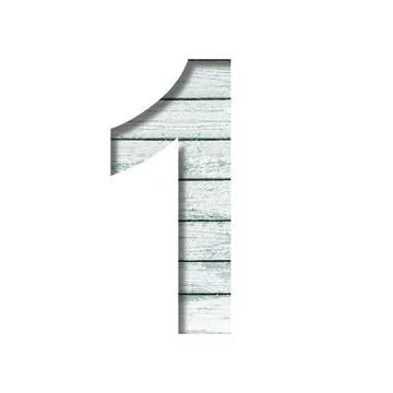 Font on old boards. The digit one, 1 cut out of paper on a rustic wall of old Stock Illustration