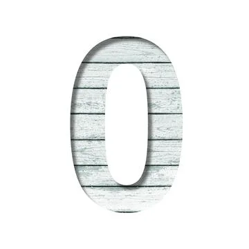 Font on old boards. The digit zero, 0 cut out of paper on a rustic wall of ol Stock Illustration